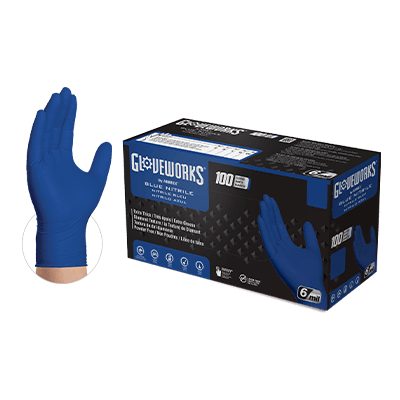 Gloveworks® Industrial Royal Blue Nitrile Gloves with Raised Diamond Texture (Case of 1000)