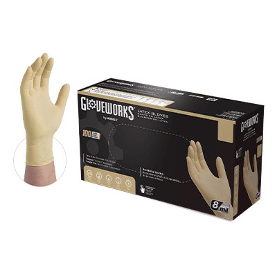 Gloveworks® Industrial Ivory Latex Gloves (Case of 1000)