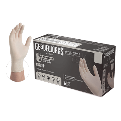 Gloveworks® Industrial Ivory Latex Powdered Gloves (Case of 1000)