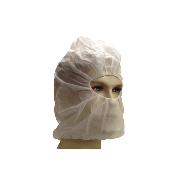 24" Beard Cover + Bouffant Hood White PP 00-081024